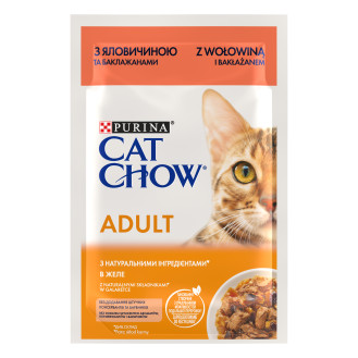 Purina Cat Chow Adult Beef & Eggplant Вологий корм для дорослих котів Шматочки в желе з яловичиною та баклажанами