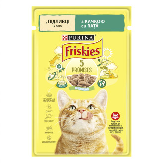 Friskies Duck in Gravy Вологий корм для дорослих котів Шматочки з качкою у підливці