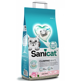 Sanicat Clumping White Rose Комкуючий нейтралізуючий білий бентонітовий наповнювач для котів з ароматом троянди