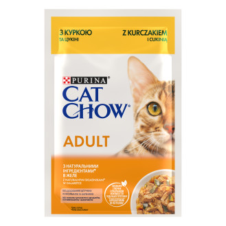 Purina Cat Chow Adult Chicken & Zucchini Влажный корм для взрослых котов Кусочки в желе с курицей и цуккини