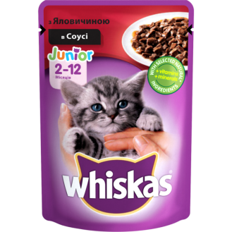 Whiskas Junior 2-12 Beef in Gravy Влажный корм для котят в возрасте от 2 до 12 месяцев Говядина в соусе