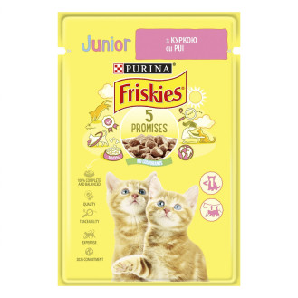 Friskies Junior Chicken in Gravy Влажный корм для котят в возрасте от 2 до 12 месяцев Кусочки с курицей в подливе