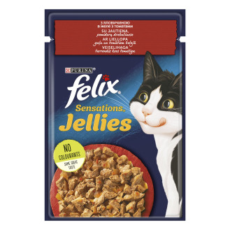 Felix Sensations Jellies Beef & Tomatoes Вологий корм для дорослих котів Шматочки в желе з яловичиною та томатами