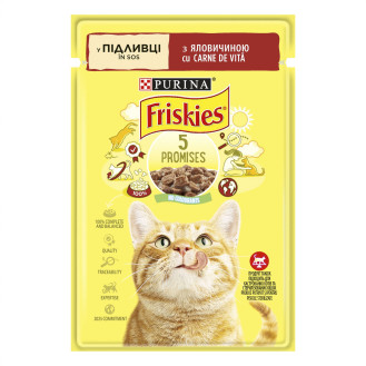 Friskies Beef in Gravy Вологий корм для дорослих котів Шматочки з яловичиною у підливці