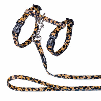 Nobby Cat Harness Leopard Анатомічная шлея-вісімка з повідцем для котів Леопард