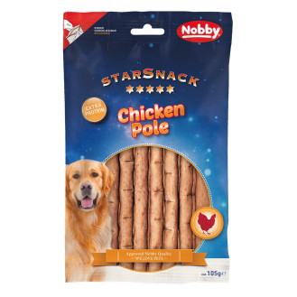 Nobby StarSnack Extra Protein Chicken Pole Протеїнові ласощі для собак Трубочки з В'яленої Курки