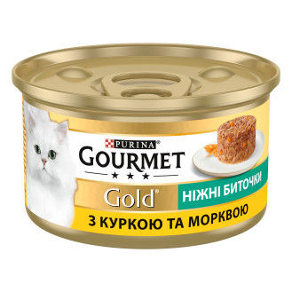 Gourmet Gold Tender Bits Chicken & Carrots Консерва для котів Ніжні биточки з куркою та морквою