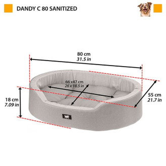 Ferplast Dandy C Sanitized Антибактериальная лежанка для собак и котов со съемной подушкой (Grey 80)