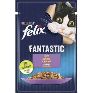 Felix Fantastic Lamb Вологий корм для дорослих котів Шматочки в желе з ягням