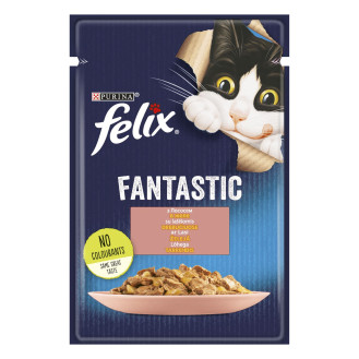 Felix Fantastic Salmon Вологий корм для дорослих котів Шматочки в желе з лососем