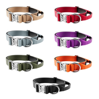 BullyBillows Combat Collar Handle Platinum 4 cm Тактический ошейник для собак с ручкой и платиновым рывковым замком