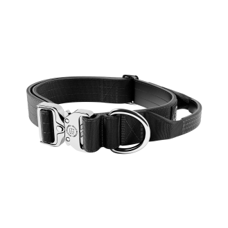 BullyBillows Combat Collar Handle Platinum 4 cm Тактический ошейник для собак с ручкой и платиновым рывковым замком (Black M)