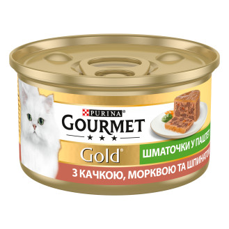 Gourmet Gold Pieces in Pate Duck & Carrot & Spinach Консерва для котів Шматочки у паштеті з качкою, морковю та шпинатом