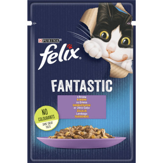 Felix Fantastic Lamb Вологий корм для дорослих котів Шматочки в желе з ягням