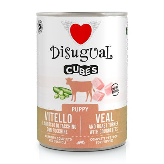 Disugual Dog Cubes 92% Puppy Veal, Roast Turkey & Courgettes Безглютенова консерва для цуценят Телятина з Запеченою Індичкою та Кабачками