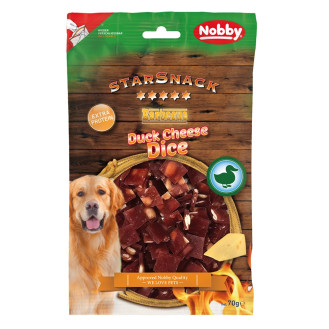 Nobby StarSnack Extra Protein BBQ Duck & Cheese Dice Протеїнові ласощі для собак Кубики з В'яленої Качки з Сиром