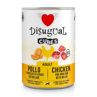 Disugual Dog Cubes 92% Adult Chicken, Raw Ham & Melon Безглютенова консерва для собак Курка з Прошутто та Динею