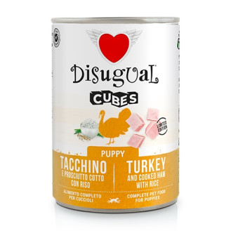 Disugual Dog Cubes 92% Puppy Turkey, Cooked Ham & Rice Безглютенова консерва для цуценят Індичка з Прошутто та Рисом