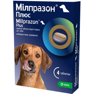 KRKA Milprazon Plus Dog Антигельминтные жевательные таблетки широкого спектра действия для собак Милпразон Плюс