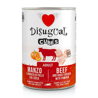Disugual Dog Cubes 92% Adult Beef, Roast Chicken & Pumpkin Безглютенова консерва для собак Яловичина з Запеченою Куркою та Гарбузом