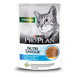 Purina Pro Plan NutriSavour Sterilized 1+ Cod Влажный корм для стерилизованных кошек в возрасте от 1 до 7 лет Кусочки трески в паштете