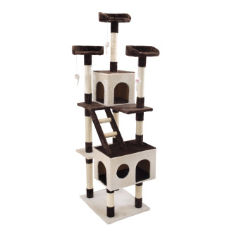 Imac Athos Высокий многоуровневый игровой комплекс-когтеточка для котов с двумя домиками, лестницей и игрушками