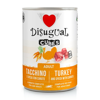 Disugual Dog Cubes 92% Adult Turkey, Speck & Carrots Безглютенова консерва для собак Індичка з Беконом та Морквою