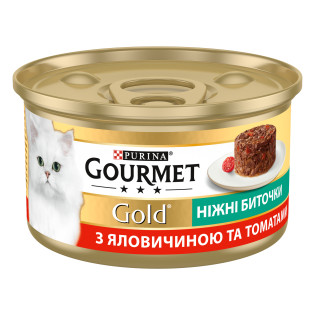 Gourmet Gold Tender Bits Beef & Tomatoes Консерва для котов Нежные биточки с говядиной и томатами