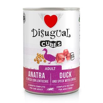 Disugual Dog Cubes 92% Adult Duck, Speck & Lentis Безглютенова консерва для собак Качка з Беконом та Сочевицею