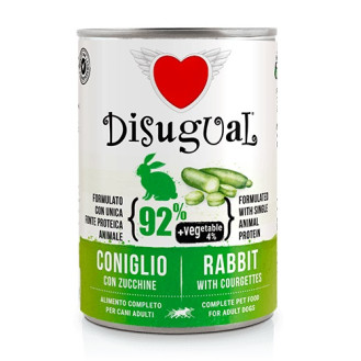 Disugual Dog MonoProtein Vegetable 92% Rabbit & Courgettes Монопротеиновая беззерновая консерва для собак Паштет из Кролика и Кабачка