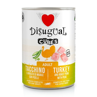 Disugual Dog Cubes 92% Adult Turkey, Roast & Peas Безглютенова консерва для собак Індичка з Запеченою Свининою та Горошком