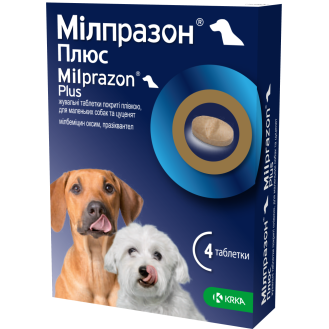 KRKA Milprazon Plus Puppy & Mini Dog Антигельминтные жевательные таблетки широкого спектра действия для щенков и мини собак Милпразон Плюс