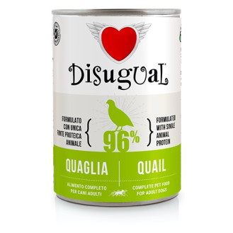 Disugual Dog MonoProtein 96% Quail Монопротеиновый консервированный беззерновой корм для собак Паштет из Перепелки