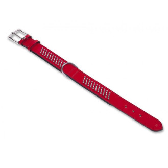 Nobby Leather Shiwa Collar Кожаный ошейник для собак с металлическими стразами (Red M-L)