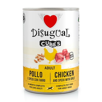 Disugual Dog Cubes 92% Adult Chicken, Speck & Spelt Безглютенова консерва для собак Курка з Беконом та Спельтою