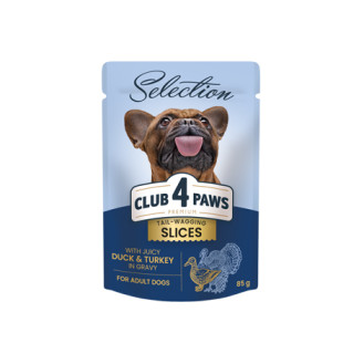 Club 4 Paws Premium Selection Slices Duck & Turkey Влажный корм для собак Утка с Индейкой в соусе