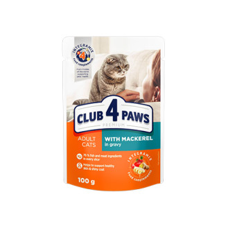 Club 4 Paws Premium Mackerel in Gravy Влажный корм для взрослых котов Макрель в соусе