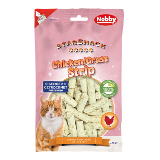Nobby StarSnack Cat Natural Chicken & Cat Grass Натуральные лакомства для котов Сушеная Курица с Кошачьей Травой