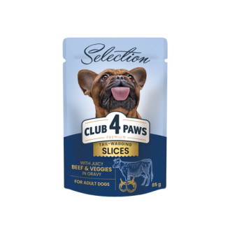 Club 4 Paws Premium Selection Slices Beef & Veggies Влажный корм для собак Говядина с Овощами в соусе