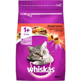 Whiskas Adult 1+ Delicious Pillows with Beef Сухой корм для котов Вкусные подушечки с говядиной