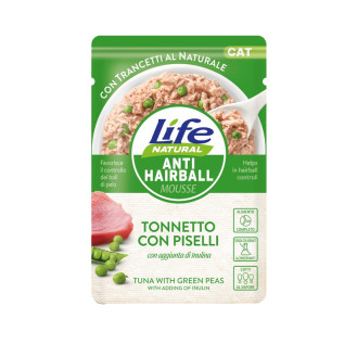 Life Cat Natural Anti-Hairball Tuna & Green Peas Влажный шерстевыводящий корм для котов Тунец с Зеленым Горошком