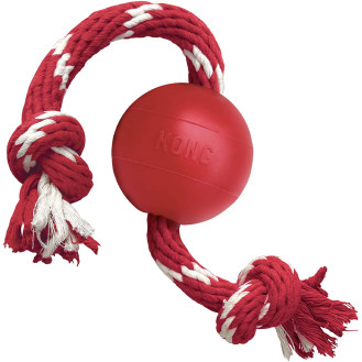 KONG Ball W/Rope Іграшка для собак Жувальний М'яч Апорт на мотузці