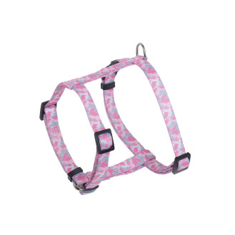 Nobby Camouflage H-shaped Harness Анатомическая мягкая шлейка для щенков и маленьких собак (Pink XXS)
