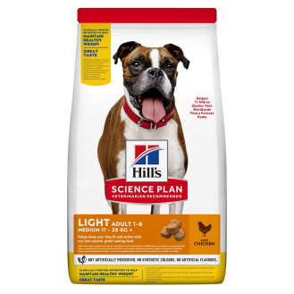 Hill's Science Plan Light Adult 1-6 Medium 11-25 kg Сухий дієтичний корм з куркою для собак середніх порід із зайвою вагою