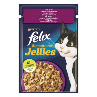 Felix Sensations Jellies Duck & Spinach Вологий корм для дорослих котів Шматочки в желе з качкою та шпинатом