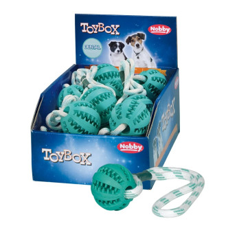 Nobby Dental Mint Ball Іграшка для догляду за зубами собак ToyBox М'яч на мотузці зі смаком м'яти