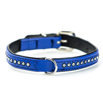 Nobby Swarovski Crystal Miniature Collar Кожаный ошейник со стразами для миниатюрных собак (Blue S)