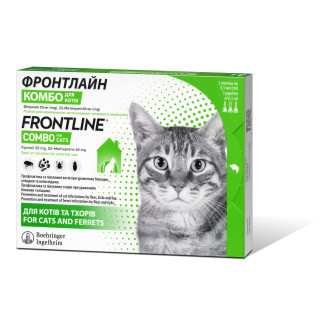 Boehringer Ingelheim Frontline Combo Cats & Ferrets Краплі від бліх, кліщів та волосоїдів для котів та тхорів Фронтлайн Комбо