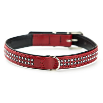 Nobby Swarovski Crystal Mini Collar Кожаный ошейник со стразами для маленьких собак (Red S-M)