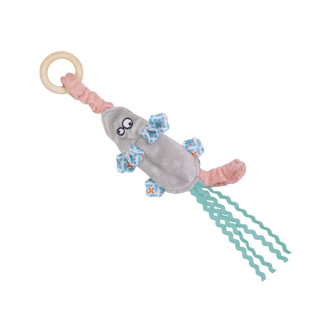 Nobby Plush Мягкая игрушка для кошек Плюшевый Мышонок на резинке с деревянным кольцом (Grey)